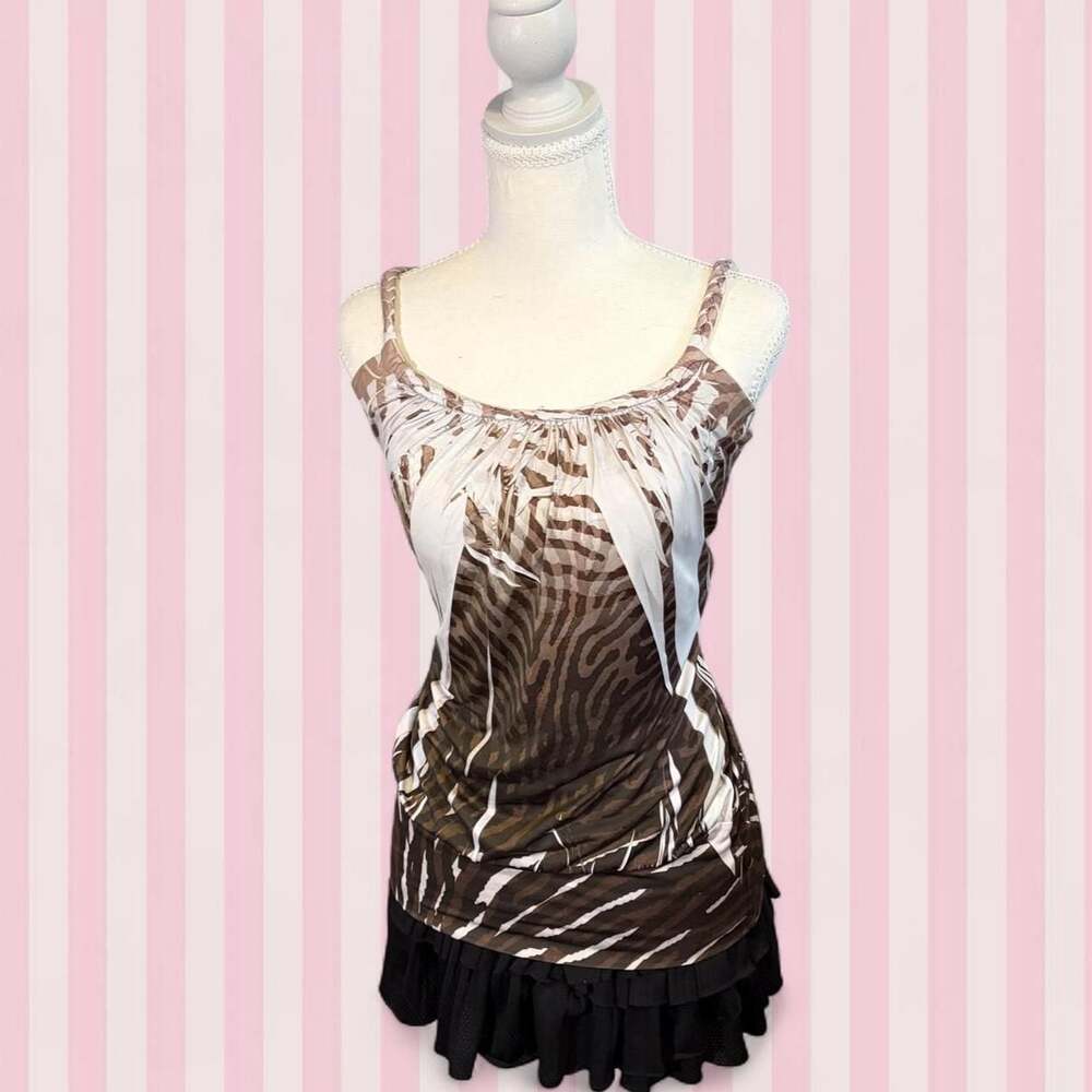 Urban Vibe Brown Zebra Print Braided Strap Tank Top
